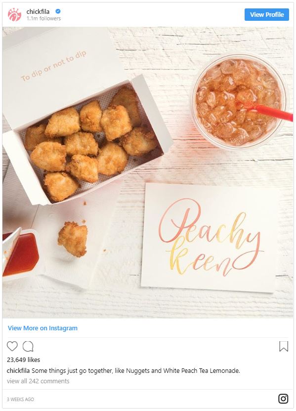 Chick-fil-A nuggets and ice tea