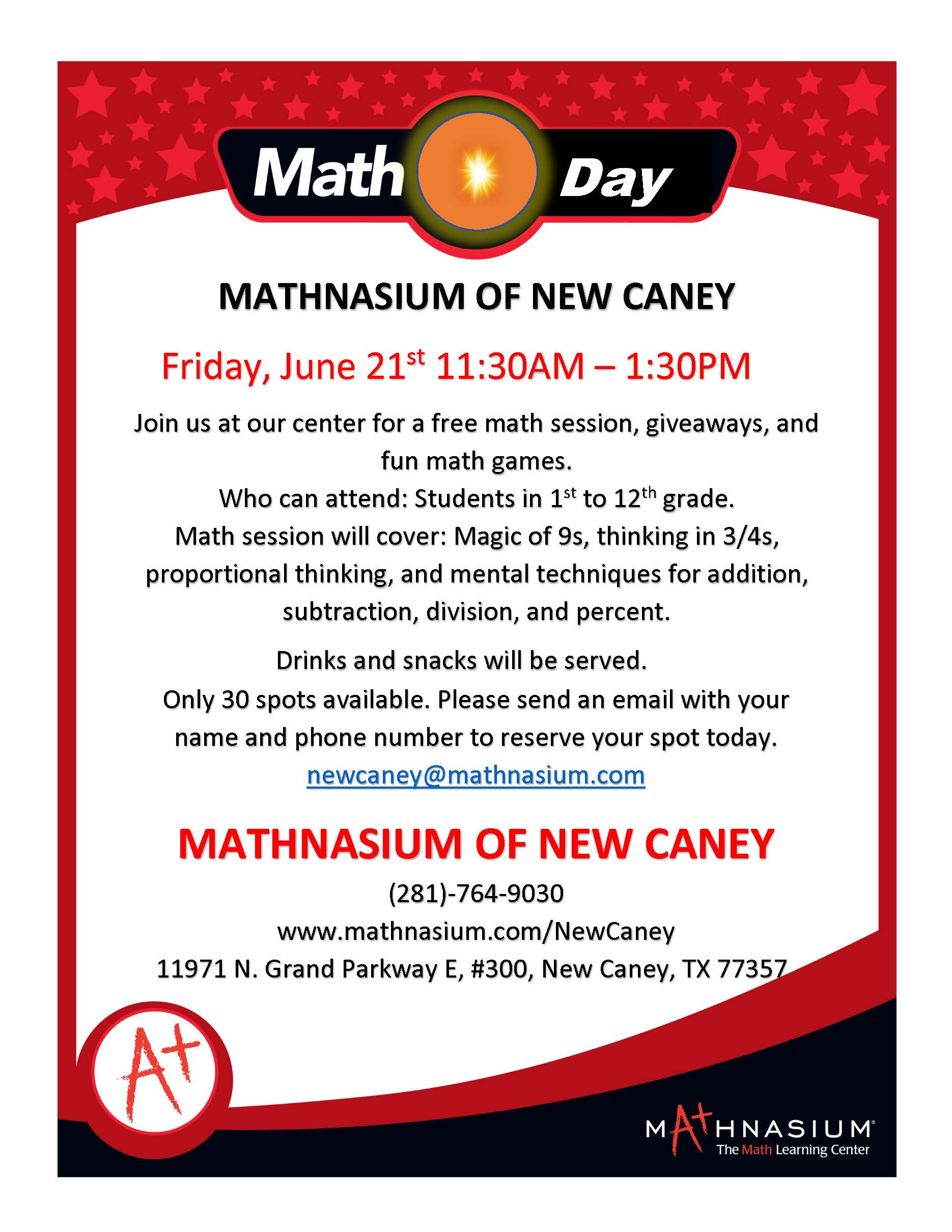 Mathnasium Math Day Flyer